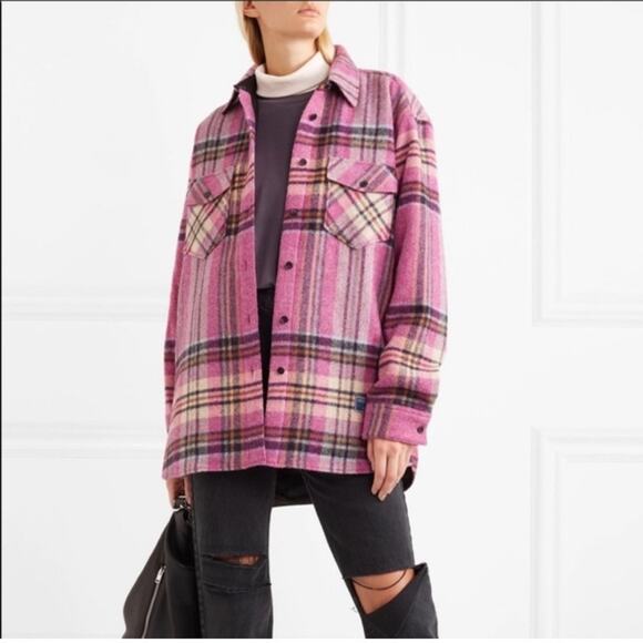 Well Done Jackets & Blazers - We11done Pink Wool English Check Shirt Jacket